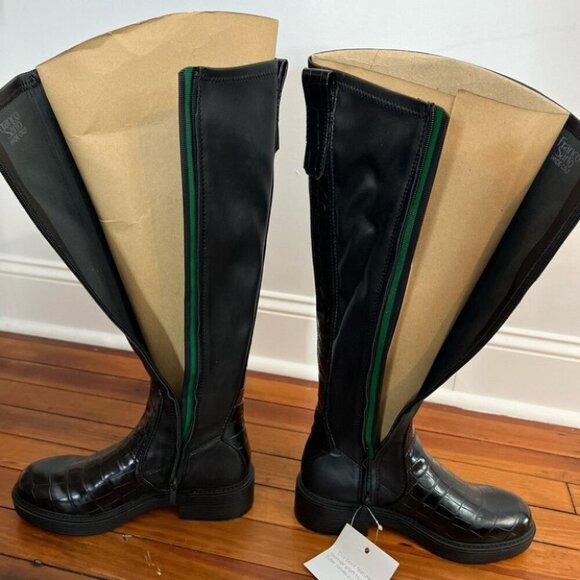 Franco Sarto Black Keaton Wide Calf High Shaft Boot 9 - Picture 9 of 12